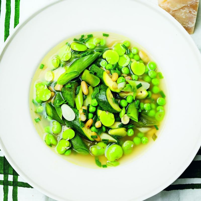 Nigel Slater’s broad beans, flageolets, courgettes. Photograph: Jonathan Lovekin/HarperCollins