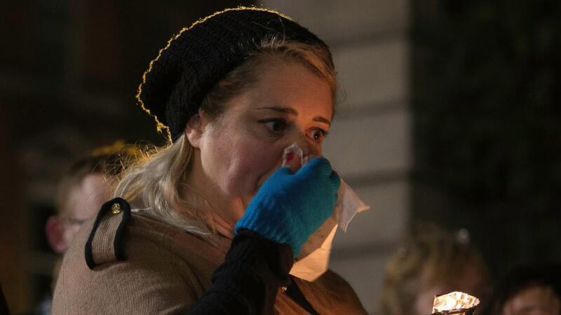 Linda Kavanagh from Galway at the vigil held in honour of Savita Halappanavar in Dublin yesterday evening. Photograph: Gareth Chaney/Collins