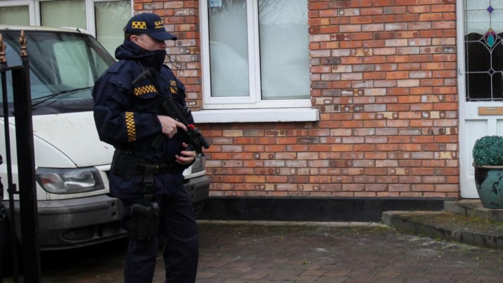 Gardaí at the scene of a raid in Sallins Bridge in Co Kildare. Photograph: Gareth Chaney/Collins