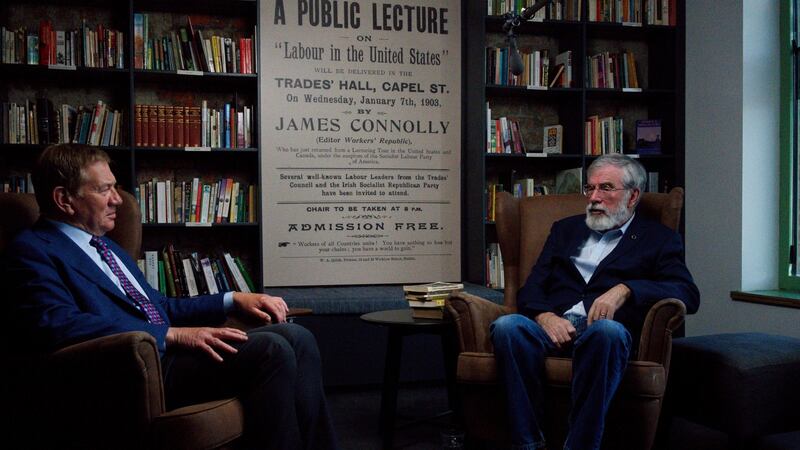 Partition, 1921: Michael Portillo and Gerry Adams at the Áras Uí Chonghaile James Connolly Visitor Centre in Belfast