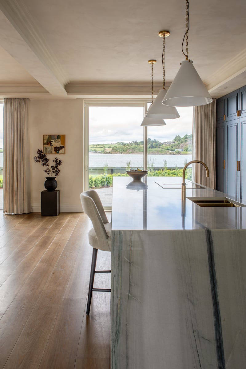 A natural quartzite called Apollo was used for the kitchen island. Photograph: Ruth Maria Murphy