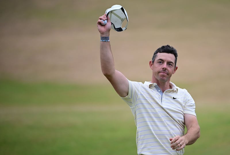 Rory McIlroy reacts on the 18th hole during the final round of The 150th Open at St Andrews Old Course last year. Photograph: Ross Kinnaird/Getty Images