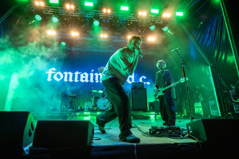 Grian Chatten stomps around the stage and cajoles the crowd into singing along, not that they need an invitation. Photograph: Tom Honan
