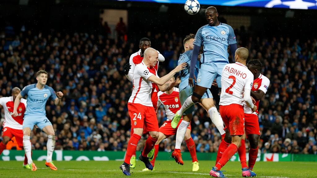 Yaya Toure in action against Monaco. “We have always been used to coming back in games. We showed a lot of desire and hunger as well.” Photograph: Martin Rickett/PA Wire