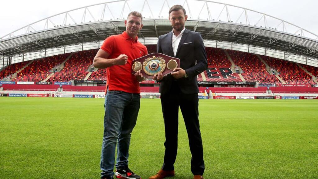 Andy Lee’s  defence of his WBO Middleweight title against Billy Joe Saunders  has  been postponed for a second time. Photograph: Donall Farmer/Inpho