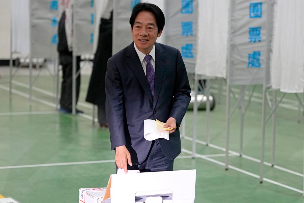DPP presidential candidate Lai Ching-te votes during the presidential election in Taiwan. Photograph: Ng Han Guan/AP/PA