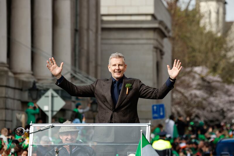 Patrick Kielty was the grand marshal of the St Patrick's Day parade in Dublin. Photograph: Arthur Carron/Collins Photos