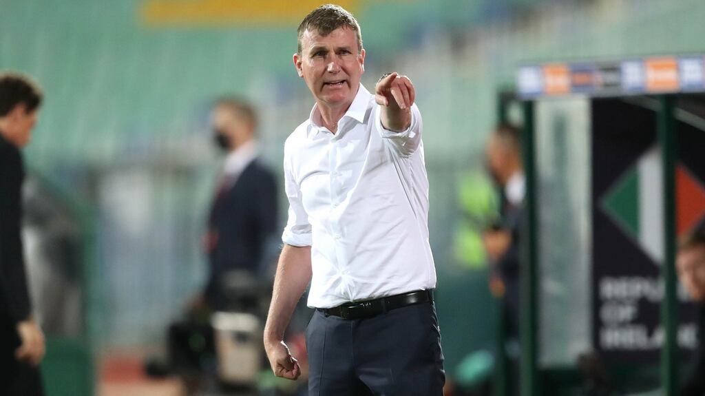 Republic of Ireland manager Stephen Kenny during the game. Photograph: Kostadin Andonov/Inpho