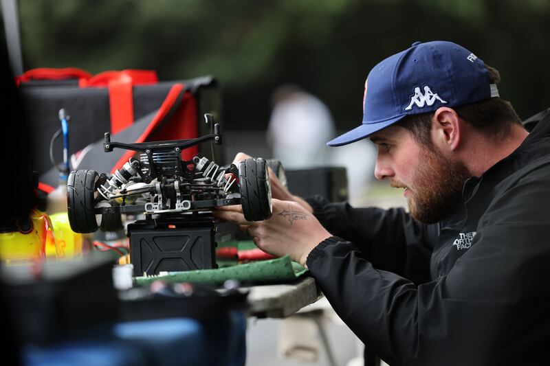 Adam Mathews preparing his car