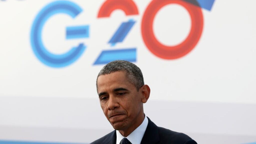 US President Barack Obama speaks to the media during a news conference at the G20 summit in St Petersburg.