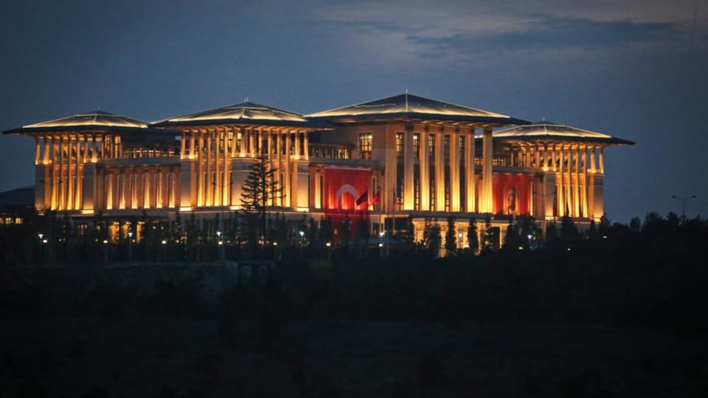 Turkey’s controversial presidential residence outside Ankara boasts nearly 1,000 rooms and is one of many potent symbols for critics of President Recep Tayyip Erdogan. Photograph: The New York Times
