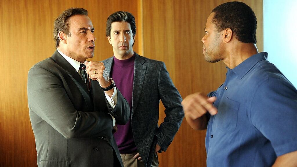 Staunch defence: John Travolta, David Schwimmer and Cuba Gooding Jr in the opening episode of The People v OJ Simpson: American Crime Story. Photograph: FX
