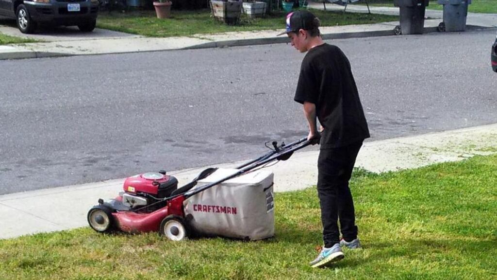 Cody Mitschelin (14) gained viral fame after mowing lawns in order to take his girlfriend out for a pizza.