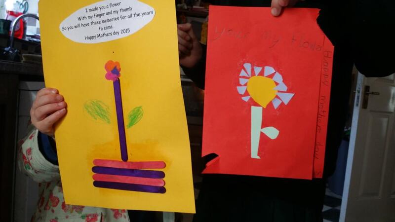 Mother's Day cards made by Eve (4) and Ellen (8) Cullen for their mum, Deirdre, from Thurles, Co Tipperary.