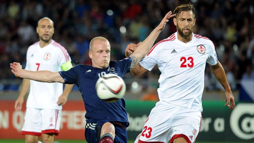 Empoli striker Levan Mchedlidze believes Georgia’s players have greater freedom to express themselves under boss Kakhaber Tskhadadze. Photograph: Afp