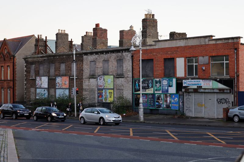 Derelict buildings on Conyngham Road in Dublin. Photograph: Alan Betson