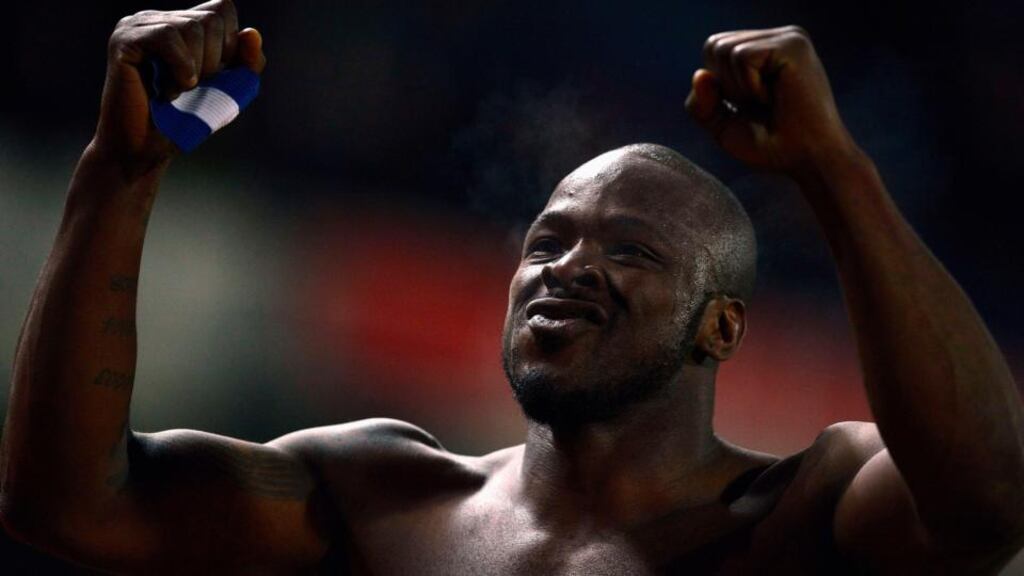 Millwall captain Danny Shittu celebrates his side’s victory over Blackburn Rovers in last night’s sixth round replay at Ewood Park. Photograph: Matthew Lewis/Getty Images