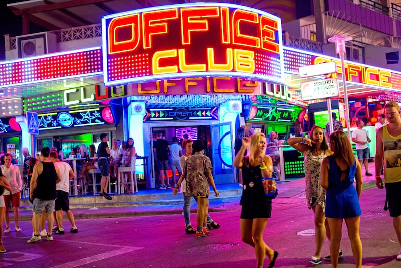 Punta Ballena Street, also known as "the strip" in Mallorca, Spain. Photograph: David Ramos/Getty Images