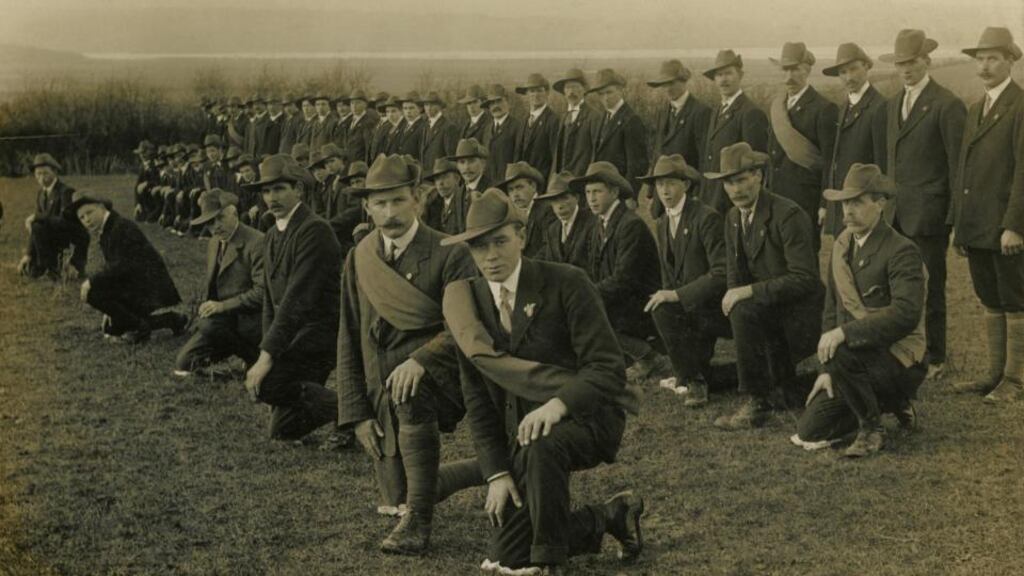 Large Manorcunningham UVF gathering at Ballybegley, Co Donegal, in 1913: an image from the Photo Album of Ulster exhibition at the Gallery of Photography, Dublin, until August 30th