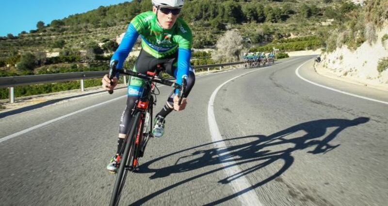 Daniel Stewart ahead of the pack during his cycling days