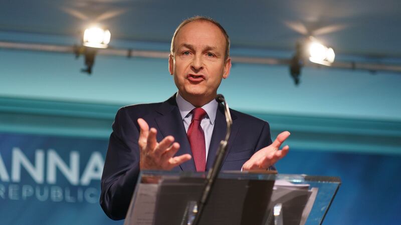 Fianna Fáil leader Micheál Martin at the party’s opening press conference of the general election campaign in Dublin on Wednesday. Photograph: Fran Veale/The Irish Times.