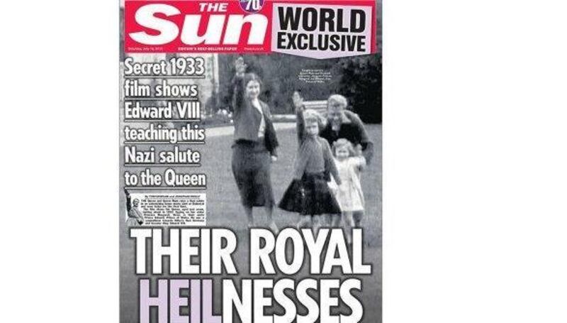 The full front page of The Sun which reported the queen’s salute.