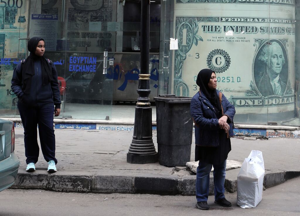 A currency exchange office in Cairo. The Egyptian pound has lost 60 per cent of its value to the US dollar since early 2022. Photograph: Khaled Elfiqi/Getty Images.
