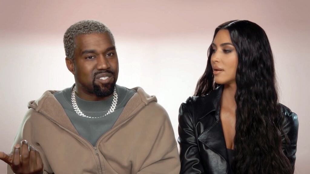 Konfessional mode: Kanye and Kim in the new series of Keeping Up with the Kardashians. Photograph: E!