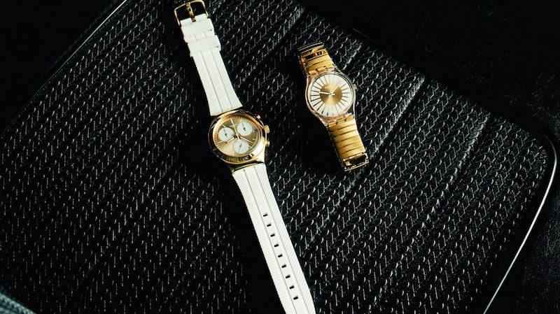 Minimalist style: Soukaina (€165) and the Rayon de Soleill (€75) from Swatch