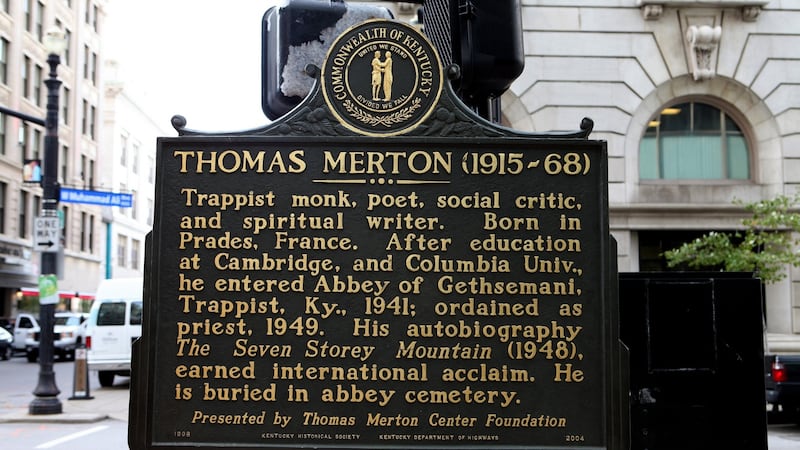 A Thomas Merton historical marker in Louisville, Kentucky, near the abbey where he spent most of his adult life. Photograph: Raymond Boyd/Getty Images