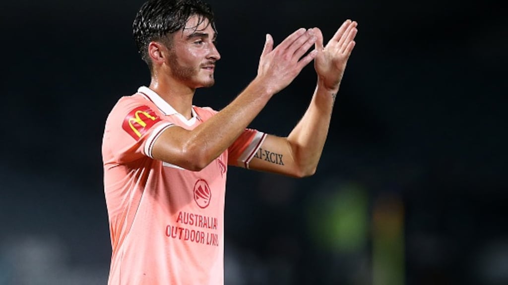 Jake Daniels cited Josh Cavallo as an inpsiration in his decision to come out. Photograph:  Jason McCawley/Getty Images