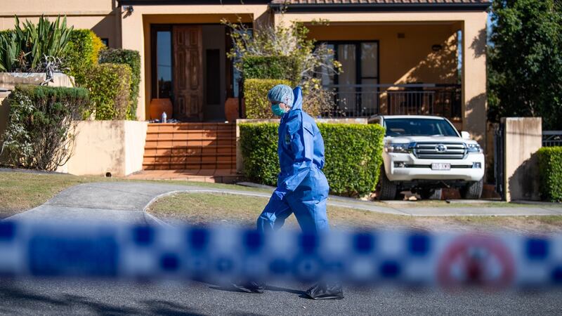 Police forensics examine the scene. Photo: Dan Peled/EPA