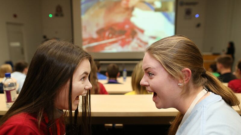 Secondary school students witness a live Caesarean section as part of the Royal College of Surgeons in Ireland’s transition year programme. Photograph: Maxwell Photography