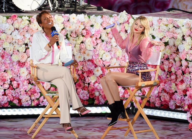 Taylor Swift chats with host Robin Roberts on ABC’s Good Morning America on Thursday. Photograph: Evan Agostini/Invision/AP