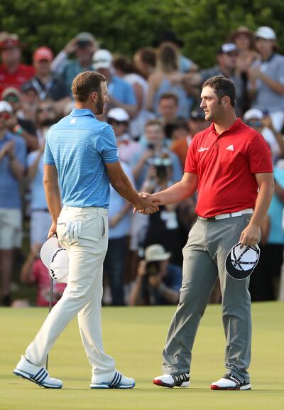 Dustin Johnson (AKA Superman) and Jon Rahm - now the number one and two players in the world. Photo: Getty Images