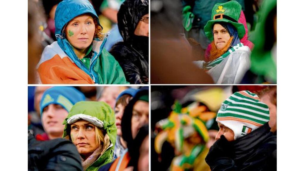 The faces of the Irish fans tell the tale of a 12-6 defeat to England yesterday. photograph: dara mac dónaill