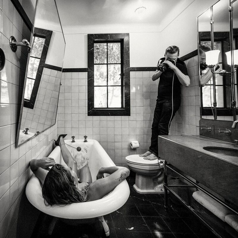 Bryan Adams and Rita Ora during the shooting of the 2022 Pirelli calendar. Photograph: Alessandro Scotti/Pirelli/PA Wire