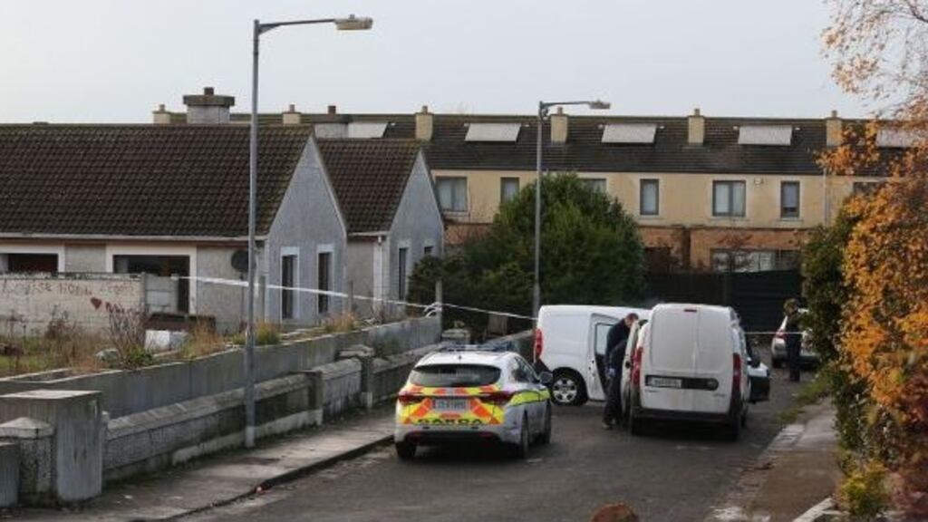Gardaí at Parslickstown Gardens in Blanchardstown following the shooting. Photograph: Niall Carson/PA