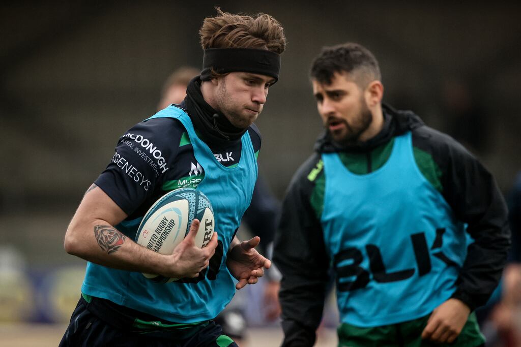 Mack Hansen: makes a welcome return for Connacht against the Sharks. Photograph: Ben Brady/Inpho