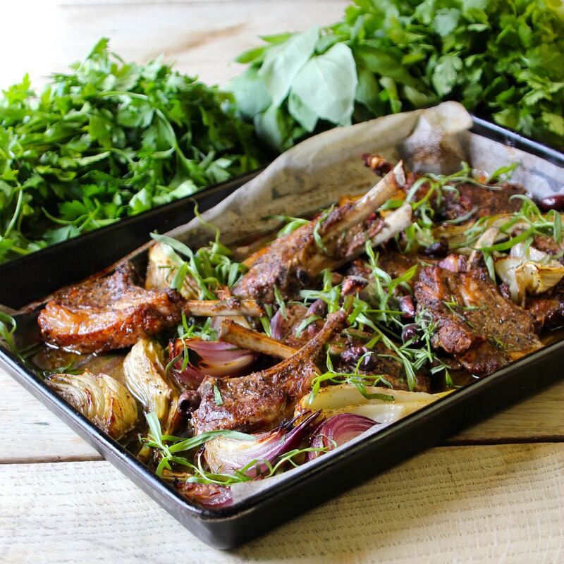 Lamb chop tray bake