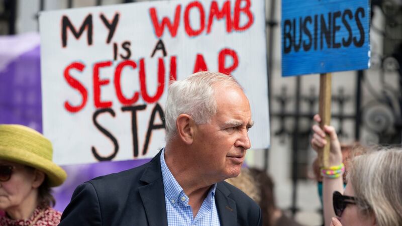 Former master of the National Maternity Hospital, Dr Peter Boylan, at the protest outside the Dáil on Saturday. Photograph: Tom Honan