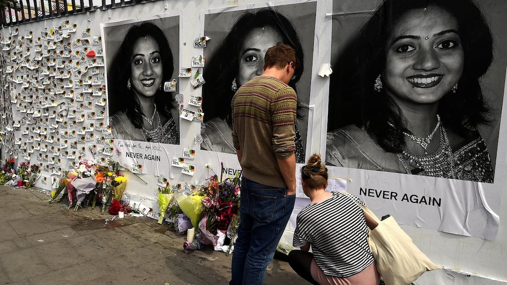 Messages are left at a memorial to Savita Halappanavar. Photograph: Reuters/Clodagh Kilcoyne