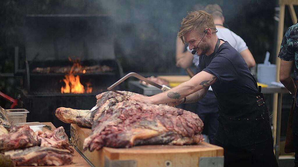 Chef Niall Davidson in action on Meatopia London’s Cutting Room Stage at the festival last year. Guinness X Meatopia will take place in Dublin on July 1st and 2nd