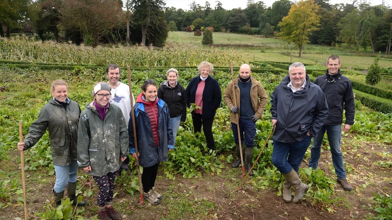 The team of gardeners who grow fruit and veg at Virginia Park Lodge for Corrigan’s London restaurants.