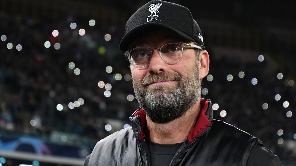 Liverpool manager Jurgen Klopp after his team’s defeat to Napoli at the San Paolo stadium. Photograph: Getty Images