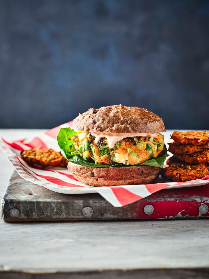 Vegetable burger from Pinch of Nom, a bestselling new book of diet recipes