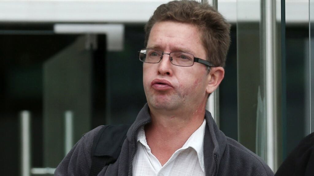 Conrad Mason (46) of Elm Mount Close, Beaumont, Dublin, pictured at the Dublin Circuit Criminal Court at a previous hearing. He received a three year sentence with 18 months suspended on Tuesday for stealing a total of €908,652 from his employer. Photograph: Collins