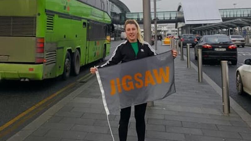 Ms Kelly setting out from Dublin Airport Wednesday morning.