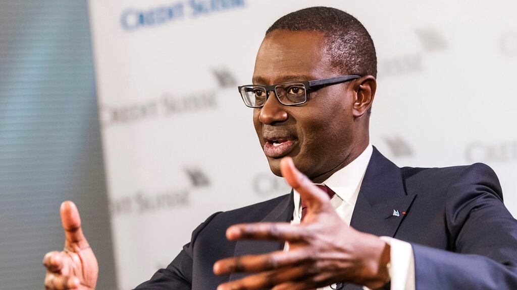 Tidjane Thiam, chief executive officer of Credit Suisse. Credit Suisse is emphasising wealth management and growing in Asia, echoing moves by rival UBS. Photograph: Alessandro Della Bella/Bloomberg