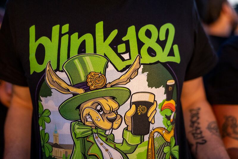 Blink-182: fans and their t-shirts. Photograph: Tom Honan